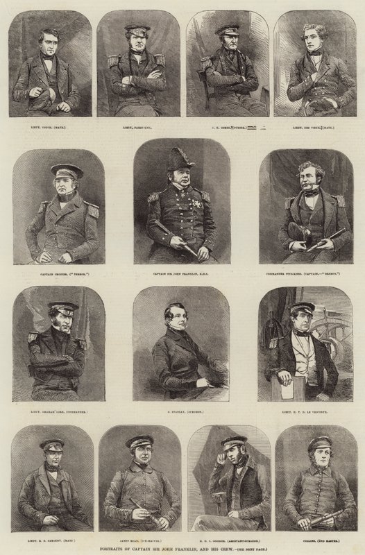 Portraits du capitaine Sir John Franklin et de son équipage - English School