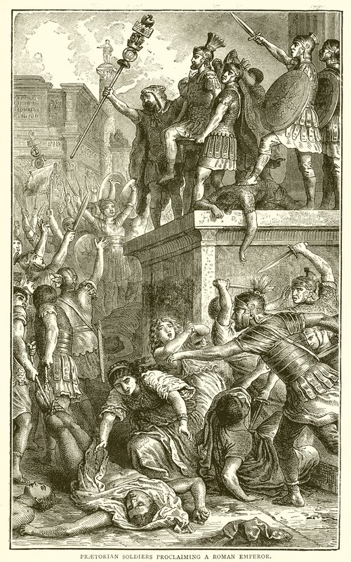 Soldats prétoriens proclamant un empereur romain - English School
