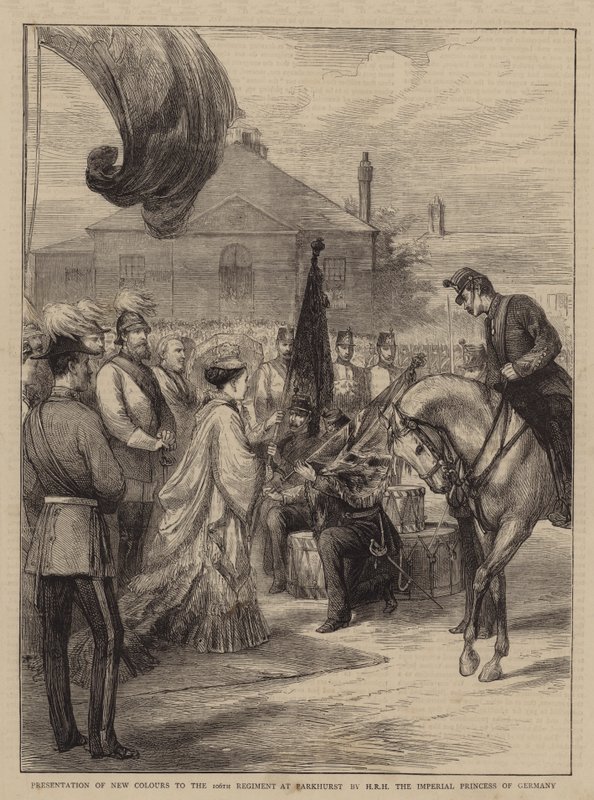 Présentation de nouvelles couleurs au 106e régiment à Parkhurst par SAR la princesse impériale d