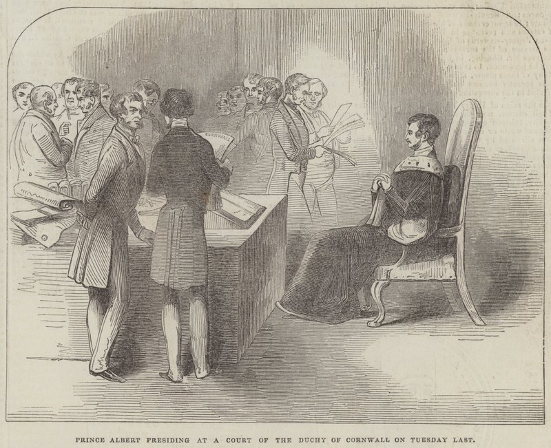 Le prince Albert présidant une cour du duché de Cornouailles mardi dernier - English School