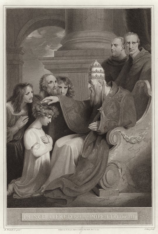 Prince Alfred devant le Pape Léon III - English School