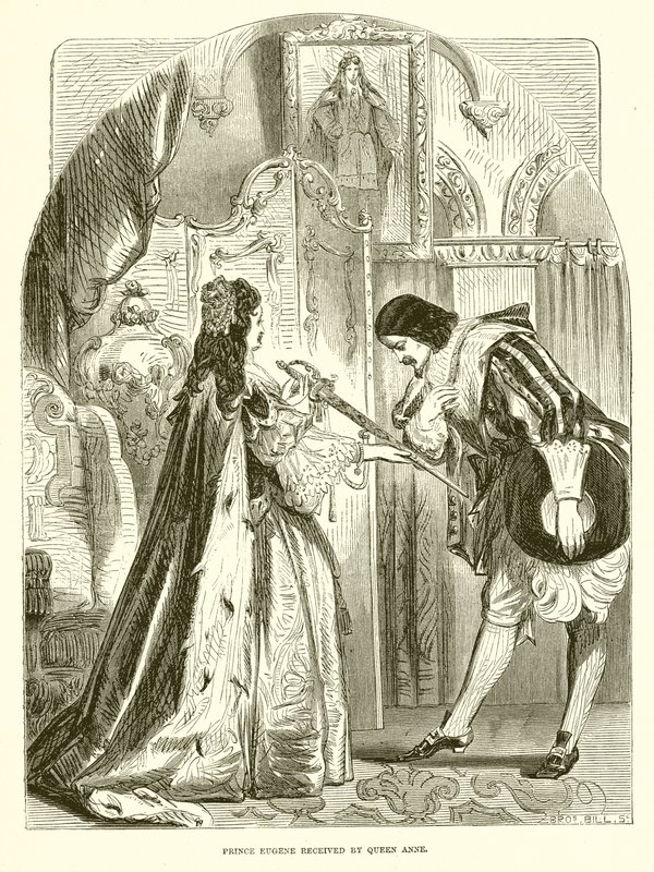 Le prince Eugène reçu par la reine Anne - English School