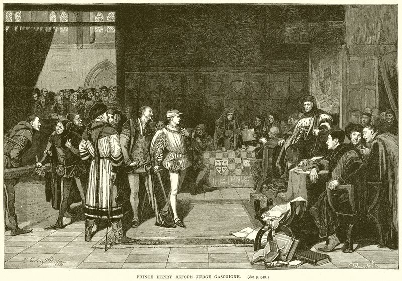 Le Prince Henri devant le Juge Gascoigne - English School