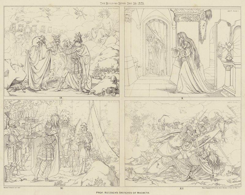Esquisses du professeur Retzsch de Macbeth (gravure) - English School