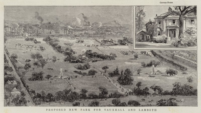 Nouveau parc proposé pour Vauxhall et Lambeth (gravure) - English School