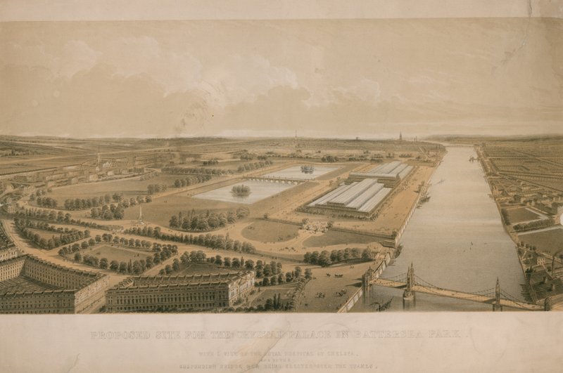 Site proposé pour le Crystal Palace dans Battersea Park - English School