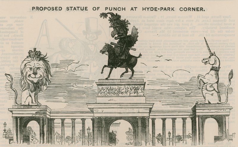 Statue proposée de Punch à Hyde Park Corner - English School