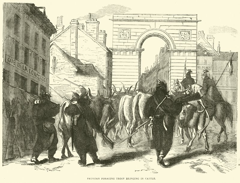 Troupe de fourrage prussienne ramenant du bétail, octobre 1870 - English School