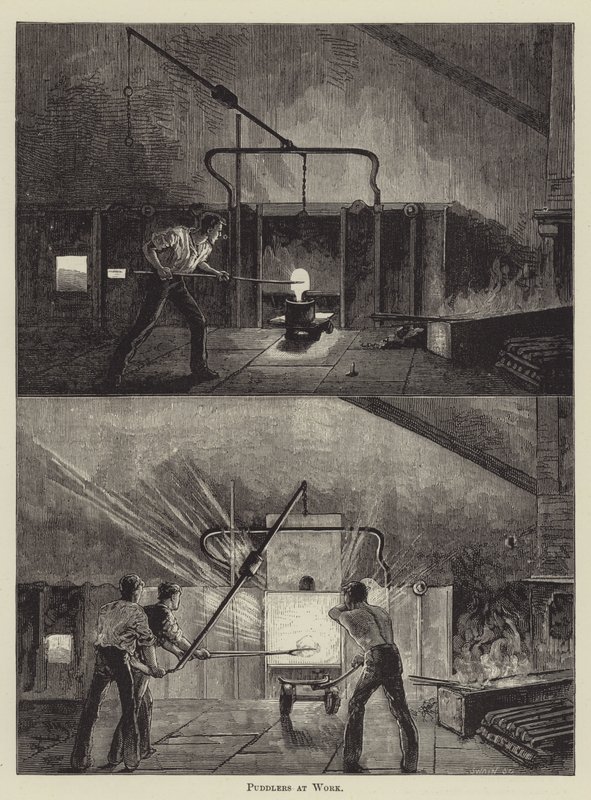 Puddlers at Work (gravure) - English School