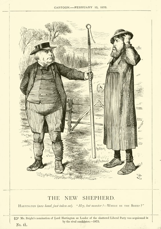 Caricature de Punch concernant John Bright : Le Nouveau Berger - English School