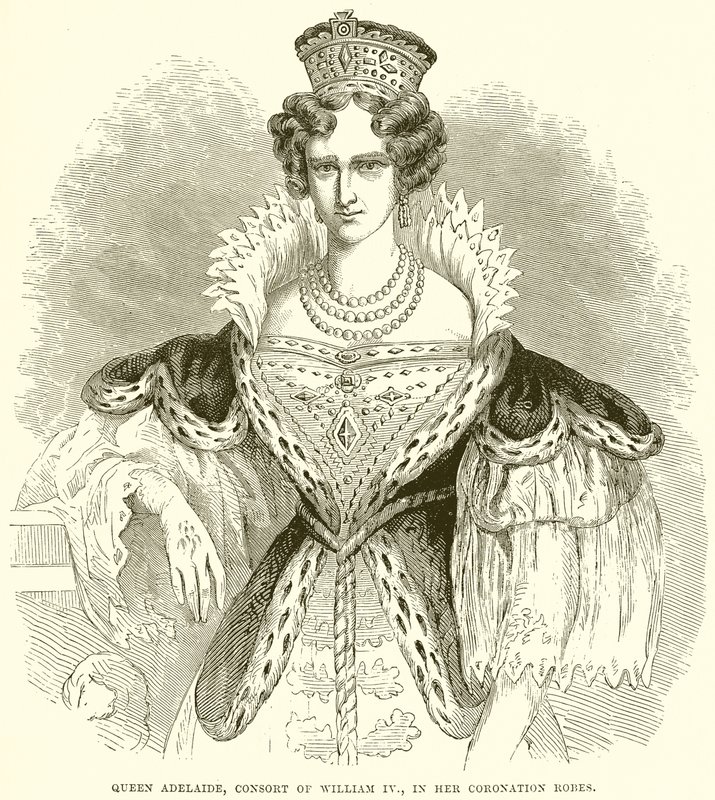 Reine Adélaïde, Consort de Guillaume IV, dans ses Robes de Couronnement - English School