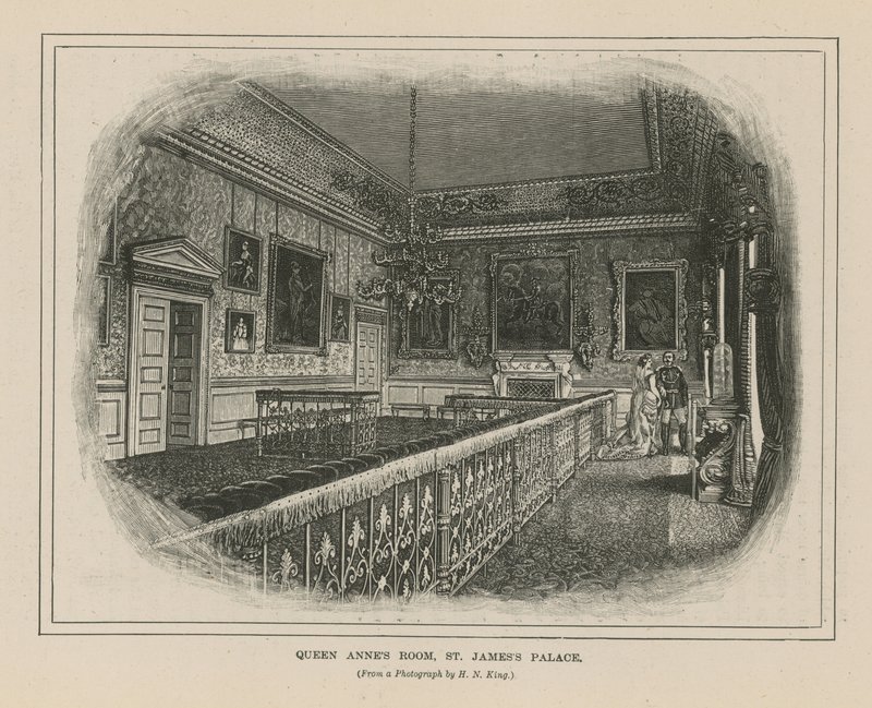 La chambre de la reine Anne au palais de St James - English School