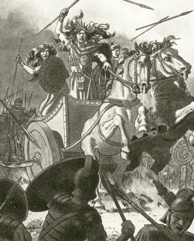 La reine Boadicée dans son char - English School