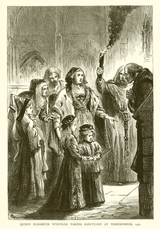 La reine Élisabeth Wydville se réfugiant à Westminster, 1471 - English School