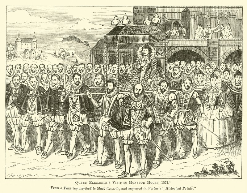 Visite de la Reine Élisabeth à Hunsdon House, 1571 - English School