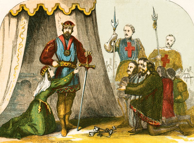 La reine Philippa intercédant pour les bourgeois de Calais - English School