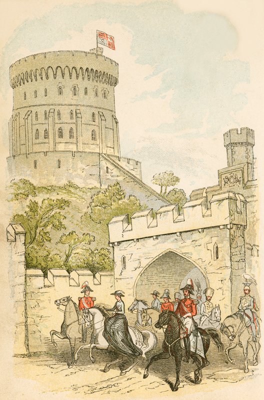 La reine Victoria sortant du château de Windsor - English School