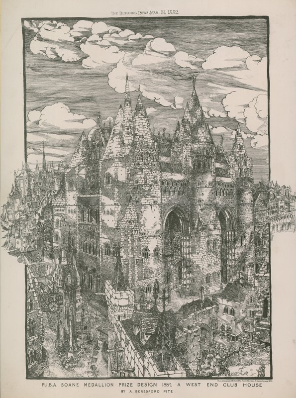 RIBA Soane Medallion prix design 1882 - Une maison de club du West End par A Beresford Pite - English School