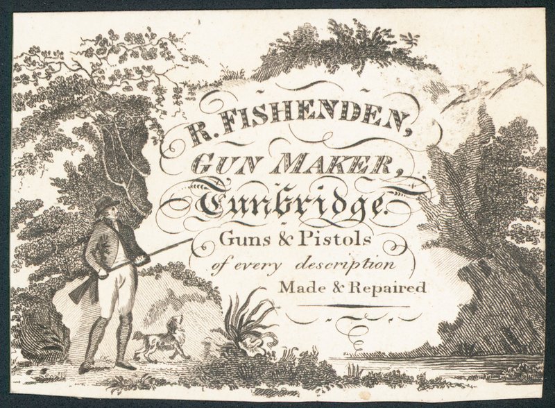 R Fishenden, armurier, carte de visite - English School