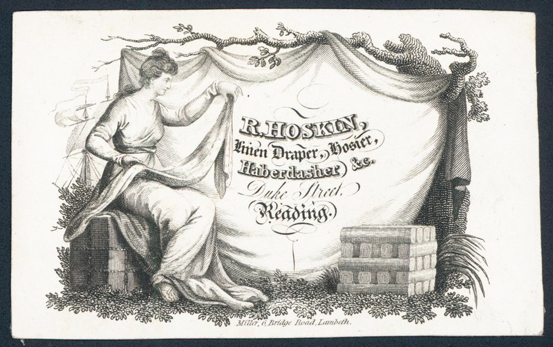 Carte de visite de R Hoskin, drapier, bonnetier, mercier - English School