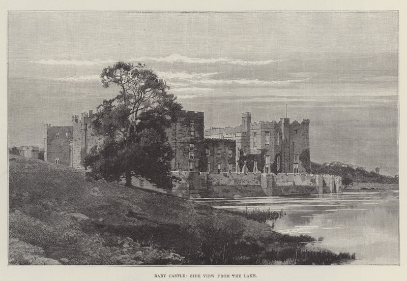Château de Raby, vue latérale depuis le lac - English School