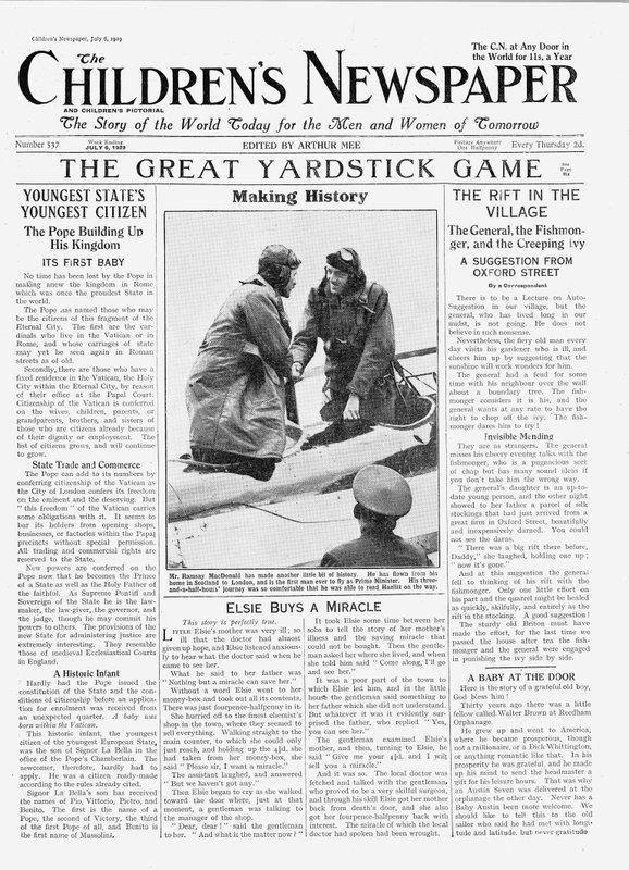 Ramsay MacDonald, le premier homme à voler en tant que Premier ministre, première page de 