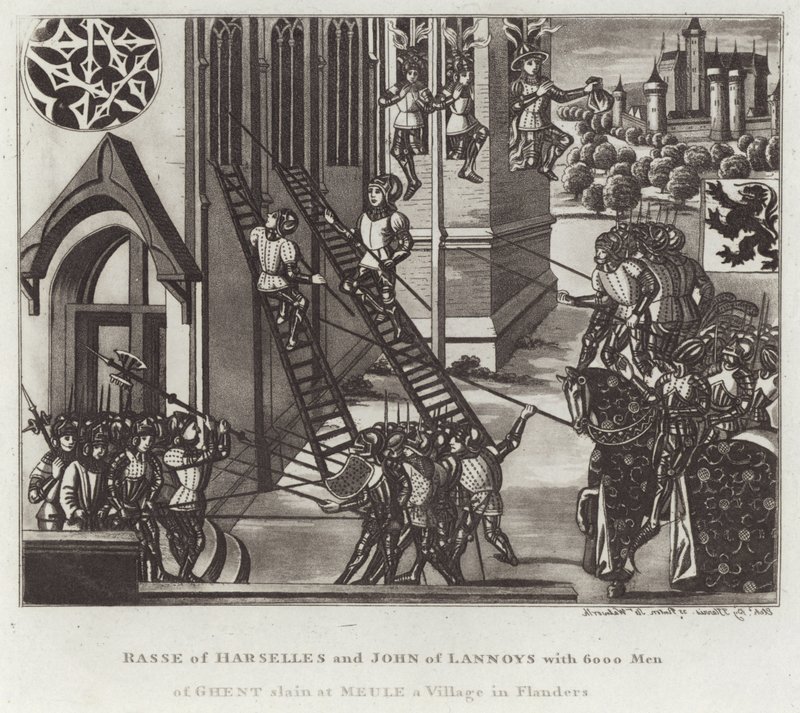 Rasse de Harselles et Jean de Lannoys avec 6000 hommes de Gand tués à Meule, un village en Flandre - English School