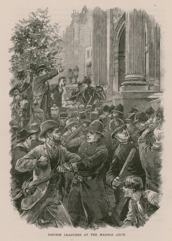 Marcheurs de la Ligue de la réforme à Marble Arch, Londres - English School