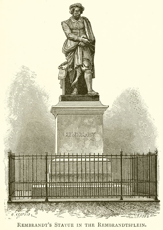 Statue de Rembrandt sur la Rembrandtsplein - English School