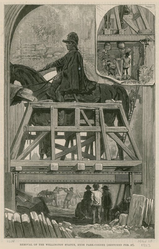 Retrait de la statue de Wellington, Hyde Park Corner - English School