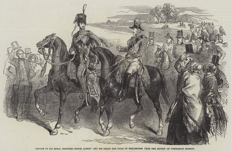 Retour de Son Altesse Royale le Prince Albert et de Son Excellence le Duc de Wellington de la revue sur Wimbledon Common - English School