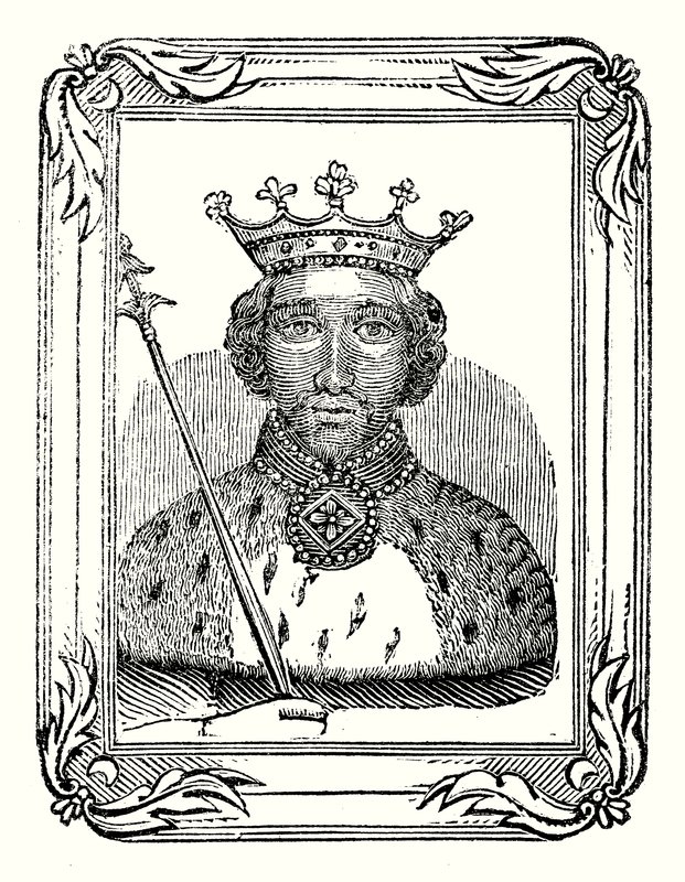 Richard II est né en 1366, couronné en 1377 et assassiné en 1399 (gravure) - English School