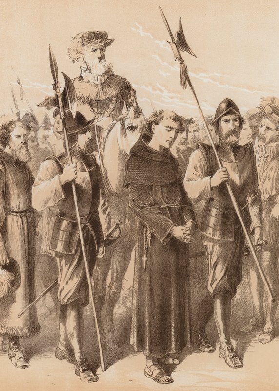 Richard Thirkill, "Gardé par le shérif et ses hommes" - English School
