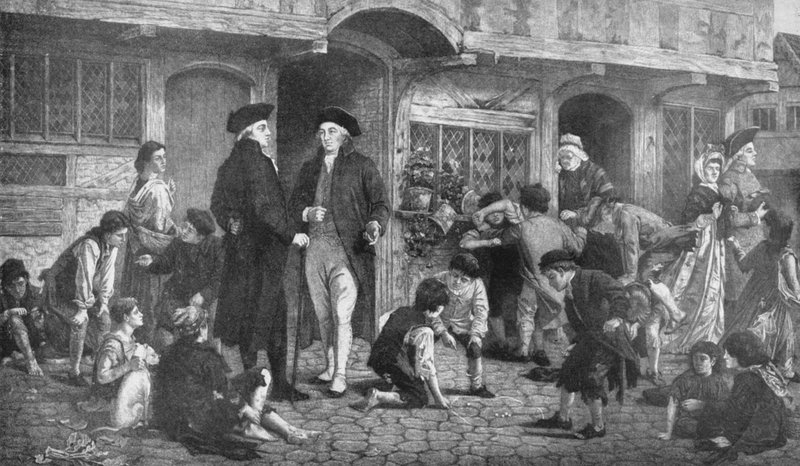 Robert Raikes, fondateur des écoles du dimanche, et la maison où la première école du dimanche a eu lieu - English School