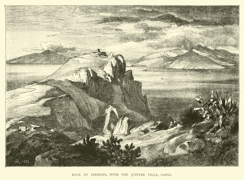 Rocher de Tibère, avec la villa Jupiter, Capri - English School