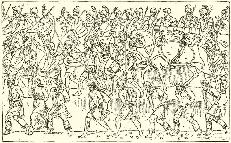 Soldats romains et captifs barbares - English School