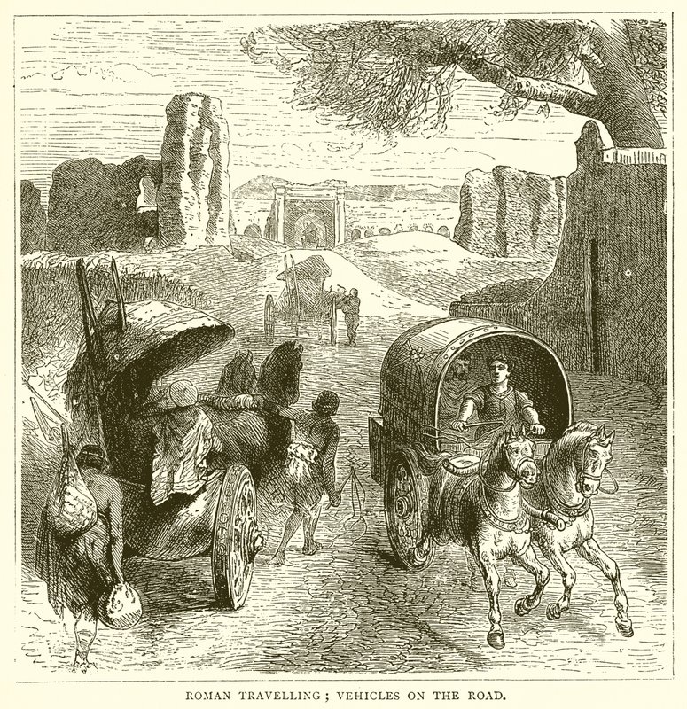 Voyage romain ; Véhicules sur la route - English School