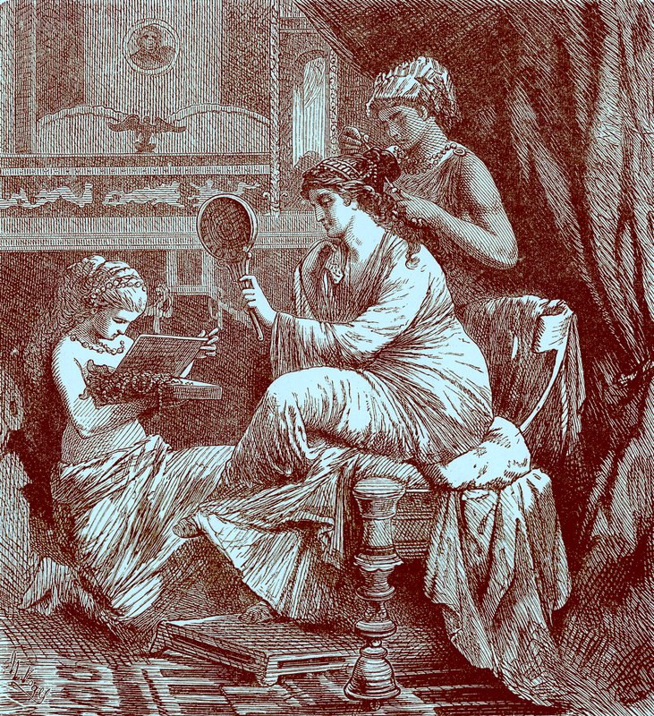 Dame romaine à sa toilette, illustration de The Illustrated History of the World, publiée vers 1880 - English School