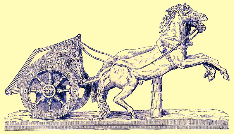 Char de course romain, illustration de Cassells Illustrated Universal History par Edward Ollier, publiée en 1890 - English School