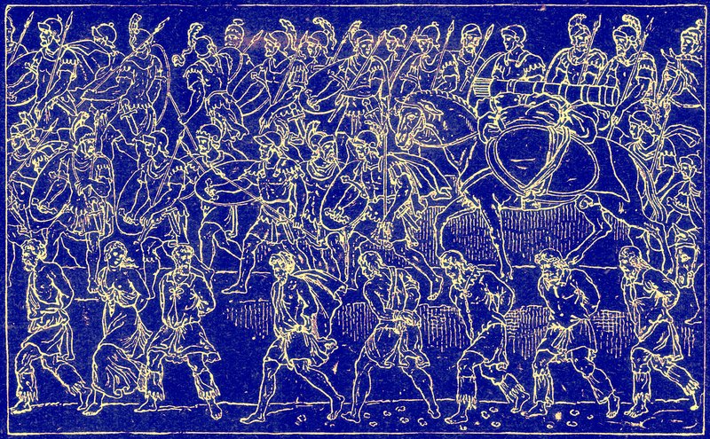 Soldats romains et captifs barbares, illustration de The Illustrated History of the World, publiée vers 1880 - English School