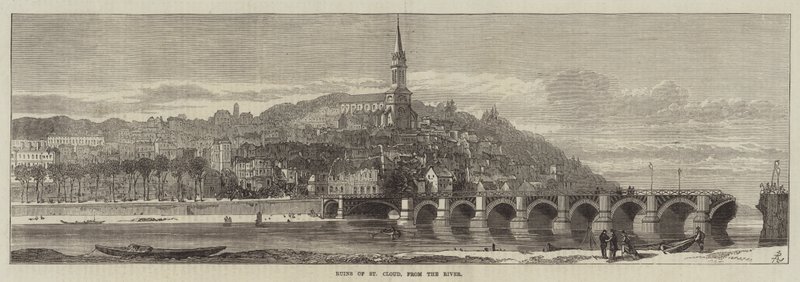 Ruines de Saint-Cloud, depuis la rivière (gravure) - English School