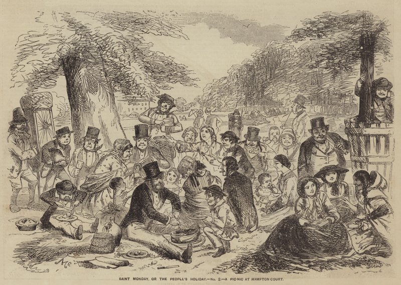 Saint Monday, ou la fête populaire, un pique-nique à Hampton Court (gravure) - English School