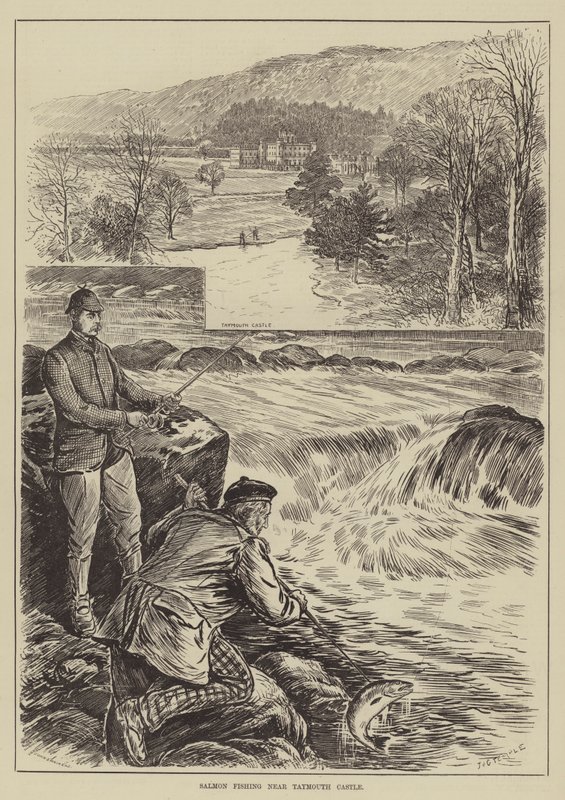 Pêche au Saumon près du Château de Taymouth - English School