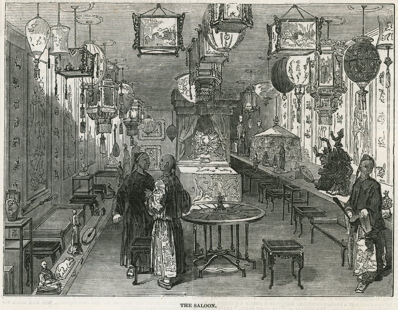 Salon de la jonque chinoise apportée à Londres comme curiosité - English School
