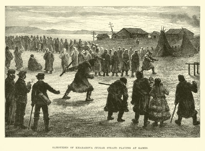 Samoyèdes de Khabarova (détroit de Yugar) jouant à des jeux - English School