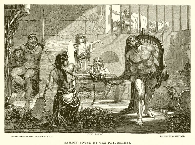 Samson lié par les Philistins - English School