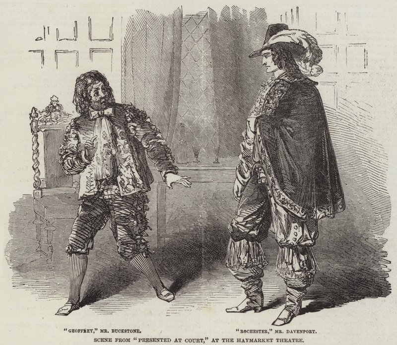 Scène de Présenté à la Cour, au Théâtre Haymarket - English School
