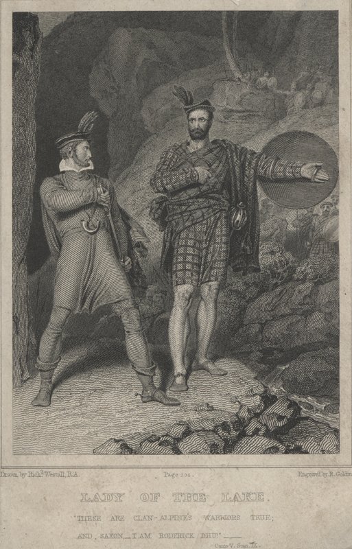 Scène du poème de Sir Walter Scott La Dame du lac - English School