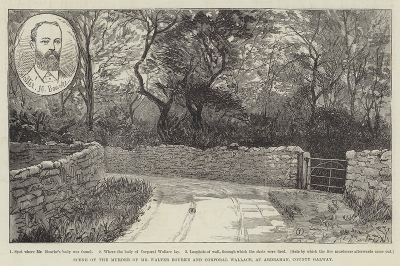 Scène du meurtre de M. Walter Bourke et du caporal Wallace, à Ardrahan, comté de Galway - English School