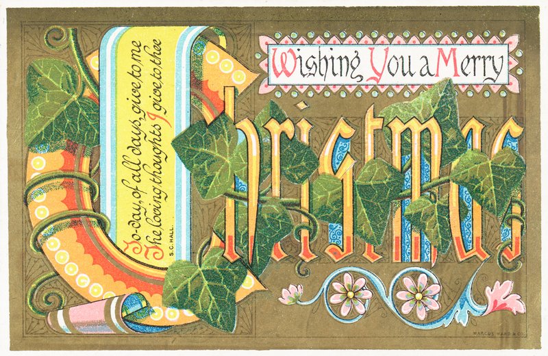 Parchemin et lierre, Carte de Noël - English School